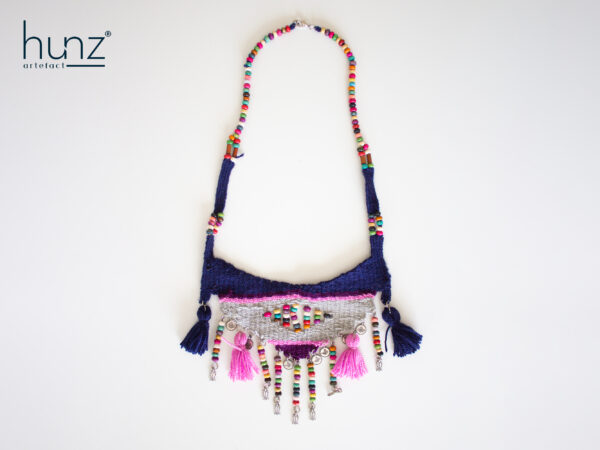 Pink n Navy Fringe Necklace