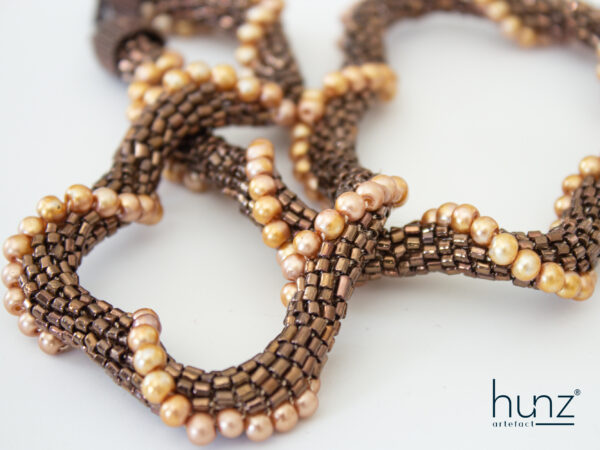 Brown Necklace with Faux Pearl and Bracelet - Image 3