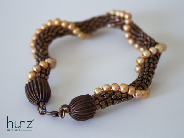 Brown Necklace with Faux Pearl and Bracelet - Image 6