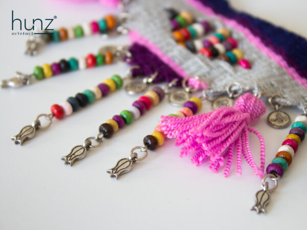 Pink n Navy Fringe Necklace - Image 3