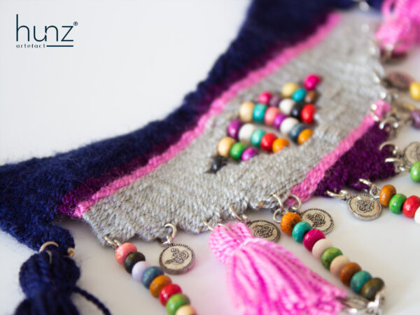 Pink n Navy Fringe Necklace - Image 5