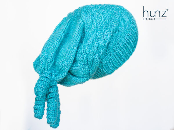 Blue Slouchy Fringe Beanie - Image 2
